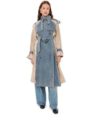 3.1 Phillip Lim Hybrid Denim Trench With Cinched Back - Blue