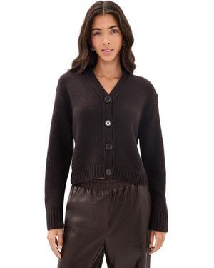 Vince Boxy V Neck Cardigan - Black