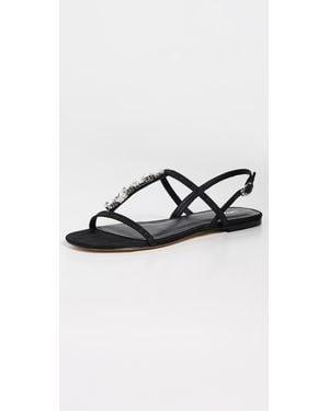 Larroude Calypso Flat Sandals - Black