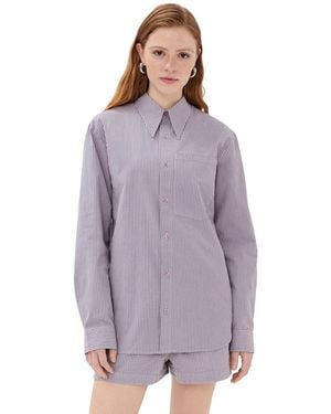 Tibi Garment Dyed Seersucker Classic Shirt - Purple