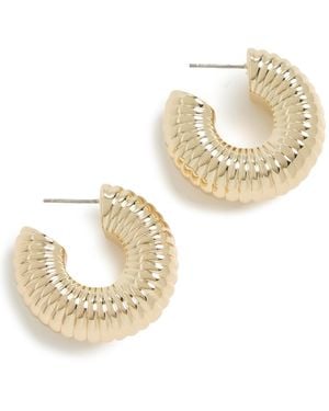 Kenneth Jay Lane Textured Hoop Pierced Earrings - White