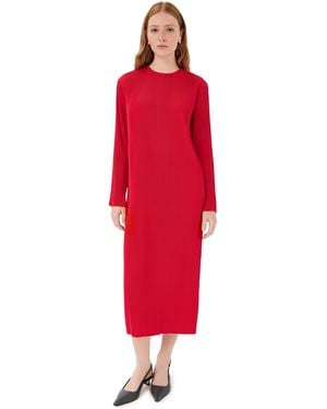 Tibi Plisse Midi Dress - Red