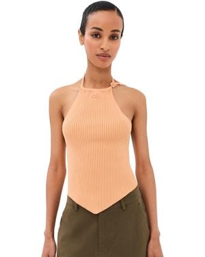 Courreges Pointy Rib Knit Top - Black