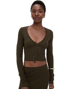 ÉTERNE Butter Rib Cropped Cardigan - Black