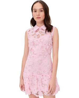 Self-Portrait Lace Collared Mini Dress - Pink