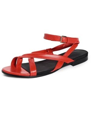 Co. Asymmetric Toe Ring Gladiator Sandals - Red