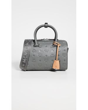 MCM Essential Monogrammed Boston Bag - Gray