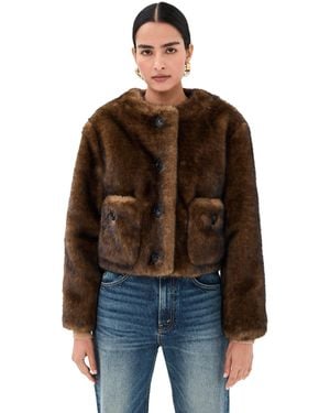 Marc Jacobs Teddy Faux Fur Cropped Jacket - Black