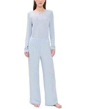 Honeydew Intimates Blissful Long Henley Pajama Set - Blue