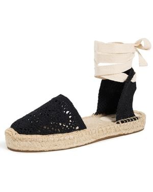 Soludos The Lauren Lace Up Crochet Espadrilles - Black