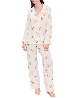 Eberjey Gisele Printed Long Pajama Set - White
