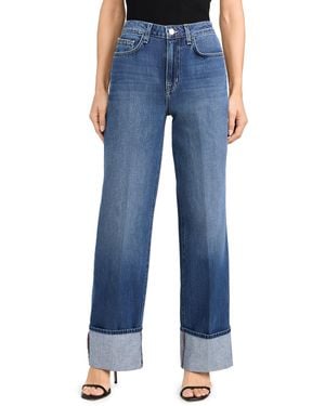 L'Agence Miley Cuffed Wide Leg Jeans - Blue