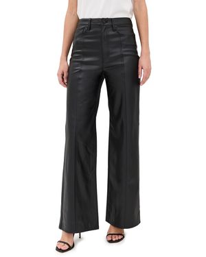 DAZE Far Out Faux Leather Pants With Seaming - Black
