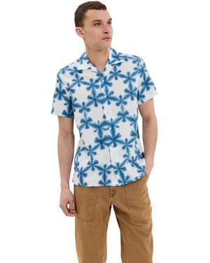 Taylor Stitch Davis Dailola Print Short Sleeve Shirt - Blue