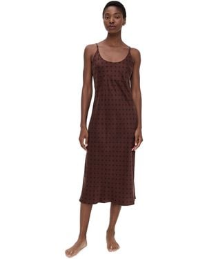 Lunya Washable Silk Bias Slip Dress - Brown
