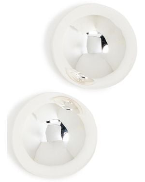 Annika Inez Small Hemisphere Earrings - White