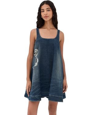 Simone Rocha A Line Denim Mini Dress - Blue