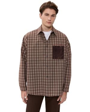 Marni Check Grain De Poudre Wool Shirt - Brown