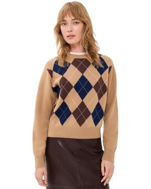 DUNST Argyle Crew Neck Sweater - Black
