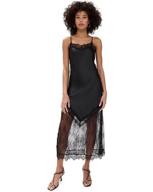 Pixie Market Silky Lace Panel Dress - Black
