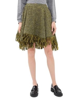 Ganni Woolen Check Mini Skirt - Green