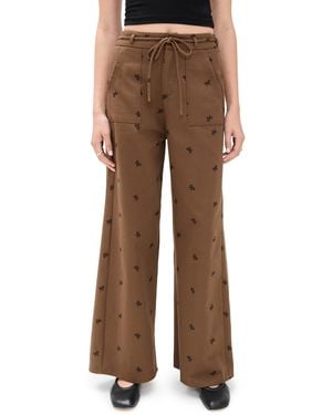 Little Lies Bow Pattern Pants - Brown