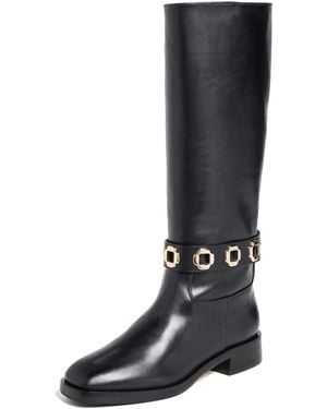 Larroude Milan Flat Riding Boots - Black