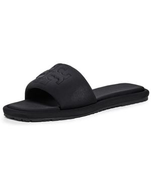 Tory Burch Double T Sport Slides - Black