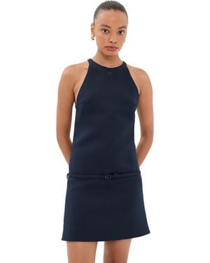Courreges A-Line Belted Twill Mini Dress - Blue