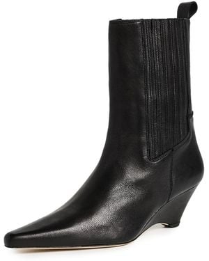 Cinq À Sept Parker Curved Wedge Leather Chelsea Boots - Black