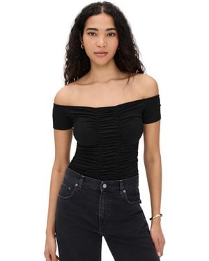 L'Agence Baliegh Off Shoulder Ruched Bodysuit - Black