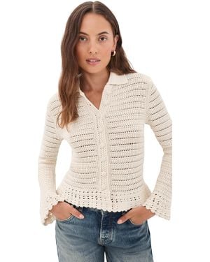 Madewell Pointelle Knit Peplum Cardigan - White