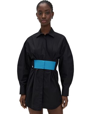 MSGM Collar Long Sleeve Mini Dress - Blue