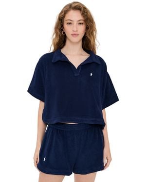 Polo Ralph Lauren Terry Collar Shirt & Short Set - Blue
