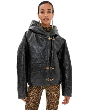 Black patent leather bomber jacket store