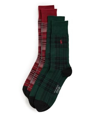 Polo Ralph Lauren Holiday Plaid Socks 2 Pack - Black