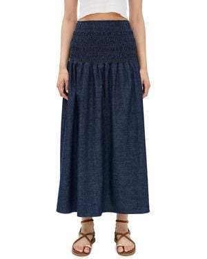 Madewell Smocked Midi Skirt - Blue