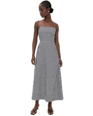 Enza Costa Textured Gingham Dress - Grey
