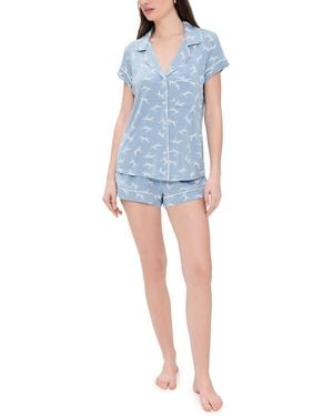 Eberjey Gisele Printed Shortie Pajama Set - Blue