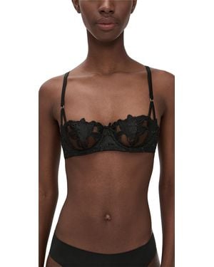 Fleur du Mal Lily Embroidery Balconette Bra - Black