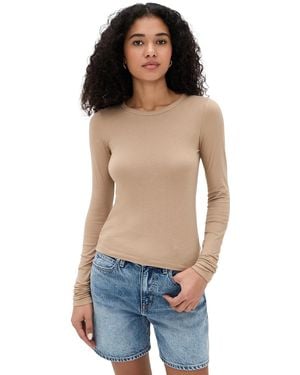ÉTERNE Fitted Crew Neck Long Sleeve T-Shirt - Blue