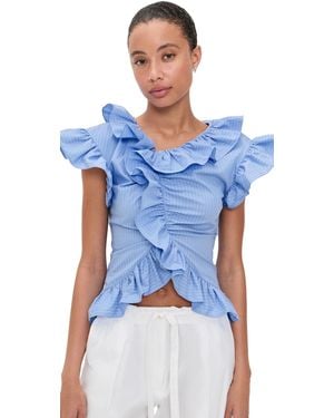 AKNVAS Penelope Cotton Poplin Top - Blue