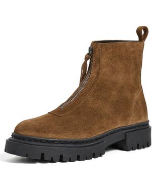 STAUD Miles Suede Zip Ankle Boots - White