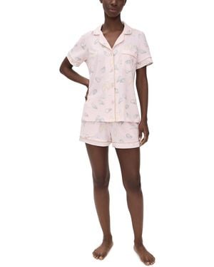 Bedhead PJs Short Sleeve Cotton Knit Boxer Pajama Set - Pink