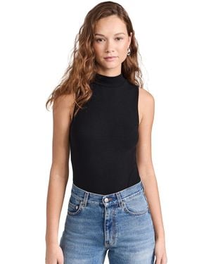 Ambitionist Mock Neck Tank Thong Bodysuit - Black