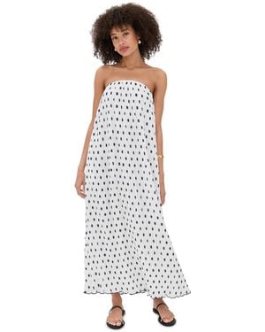 Endless Rose Strapless Pleated Polka Dot Maxi Dress - White