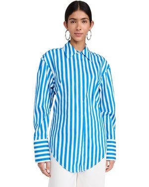 Simon Miller Loch Striped Poplin Button Up Top - Blue