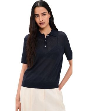 Theory Short Sleeve Sheer Polo - Black