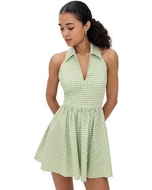 Caroline Constas Aya Open Back Collared Mini Dress - Green
