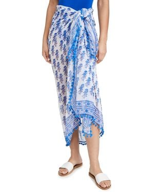 Playa Lucila Border Print Sarong - Blue